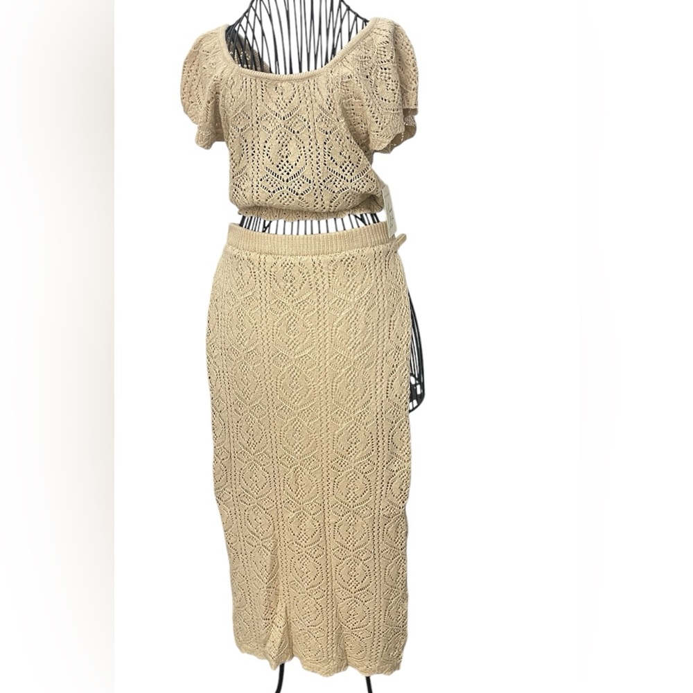 2 pc set crochet nude maxi skirt and top size S
